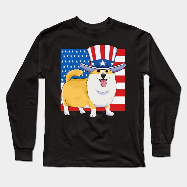 Pembroke Welsh Corgi 4th Of July Long Sleeve T-Shirt by Noseking